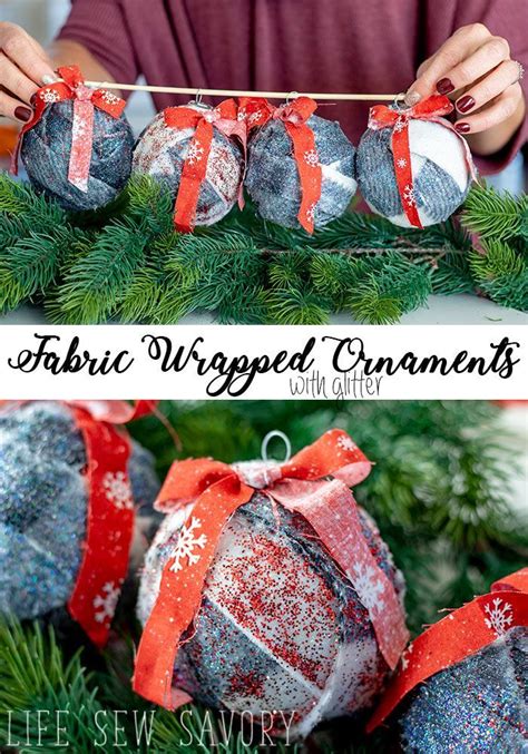 fabric wrapped christmas ornaments diy